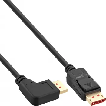 Cable DisplayPort 1.4 InLine 17151L 8K4K en ángulo izquierda negro/dorado 1m
