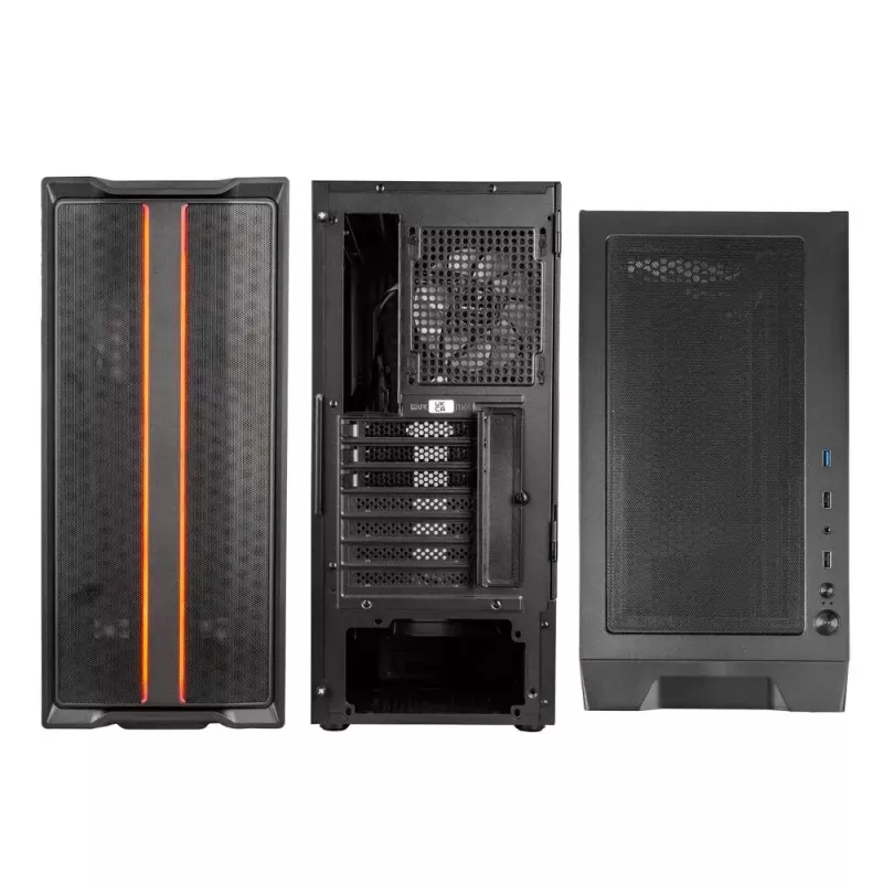Caja de PC Kolink Inspire K12 ARGB Midi Tower – negra con lateral transparente, compatible con ATX/Micro ATX/ITX, 2 bahías de 3,5 pulgadas + 2 de 2,5 pulgadas