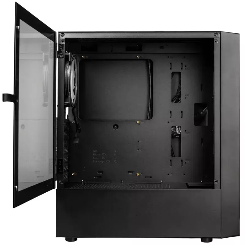 Caja de PC Kolink Inspire K12 ARGB Midi Tower – negra con lateral transparente, compatible con ATX/Micro ATX/ITX, 2 bahías de 3,5 pulgadas + 2 de 2,5 pulgadas