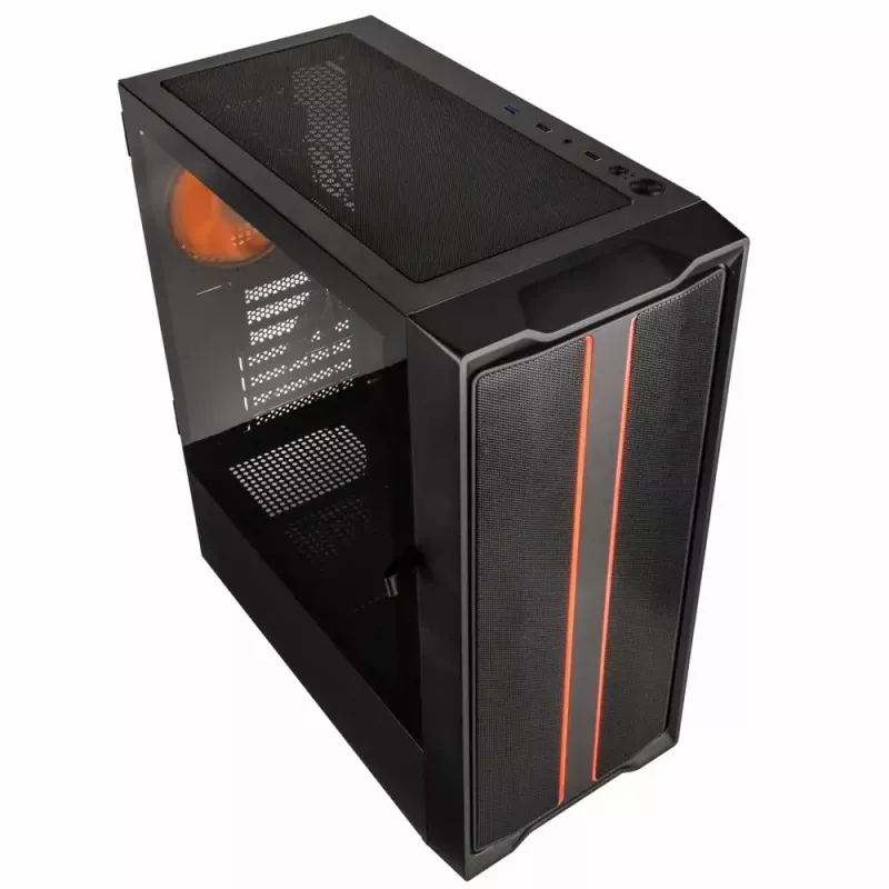 Caja de PC Kolink Inspire K12 ARGB Midi Tower – negra con lateral transparente, compatible con ATX/Micro ATX/ITX, 2 bahías de 3,5 pulgadas + 2 de 2,5 pulgadas