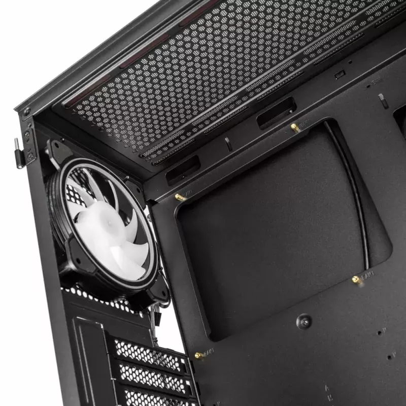 Caja de PC Kolink Inspire K12 ARGB Midi Tower – negra con lateral transparente, compatible con ATX/Micro ATX/ITX, 2 bahías de 3,5 pulgadas + 2 de 2,5 pulgadas