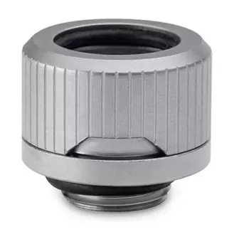 Racor EKWB HDC 12 — Latón, acabado titanio, altura 15 mm, diámetro 20 mm, Ø de tubo 12 mm