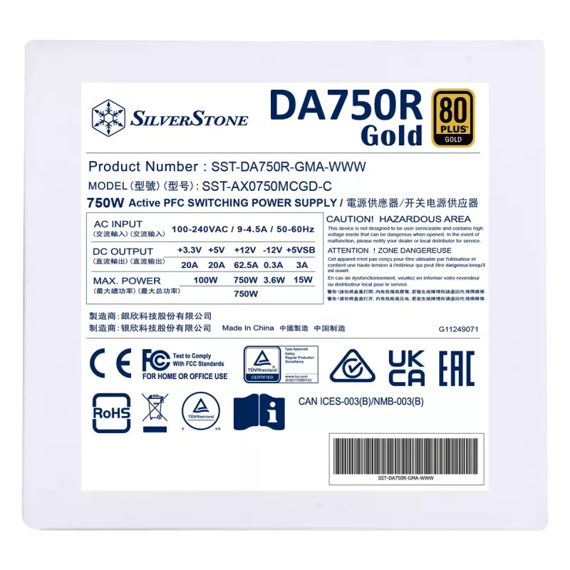 Fuente de alimentación Silverstone DA750R Gold 750 W
