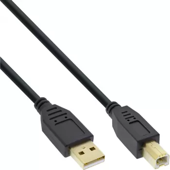 Cable USB 2.0 InLine Type-A conector macho / Type-B conector hembra negro, dorado, 10 m