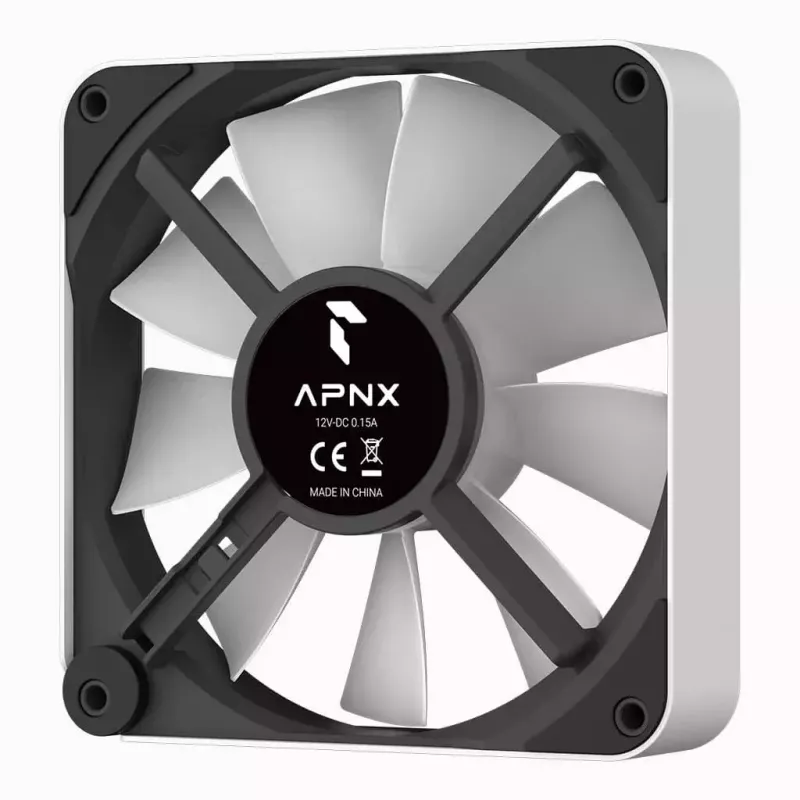 APNX FP2-120 PWM ARGB ventilador de caja, 120 mm, 500–1800 rpm, 83,85 CFM, 34,8 dB, blanco