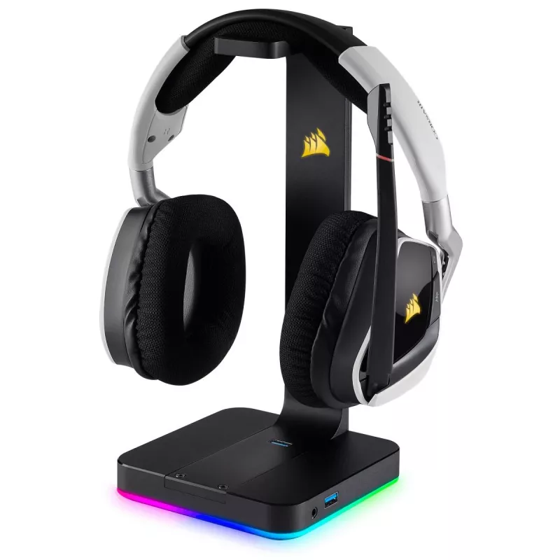 Soporte para auriculares CORSAIR ST100 RGB Premium - con soporte 7.1 Surround - iluminación RGB personalizable