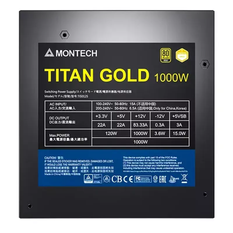 Fuente de alimentación Montech TITAN GOLD 1000W