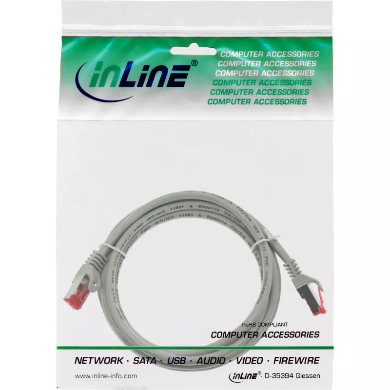 Cable de red InLine S/FTP PiMF Cat.6 250MHz PVC Cobre gris 3m