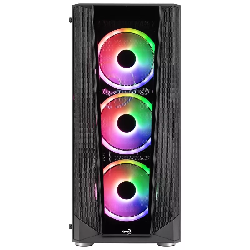 Caja PC Aerocool PRISMBKV3 ATX negra 4 ventiladores ARGB frontal lateral de cristal templado