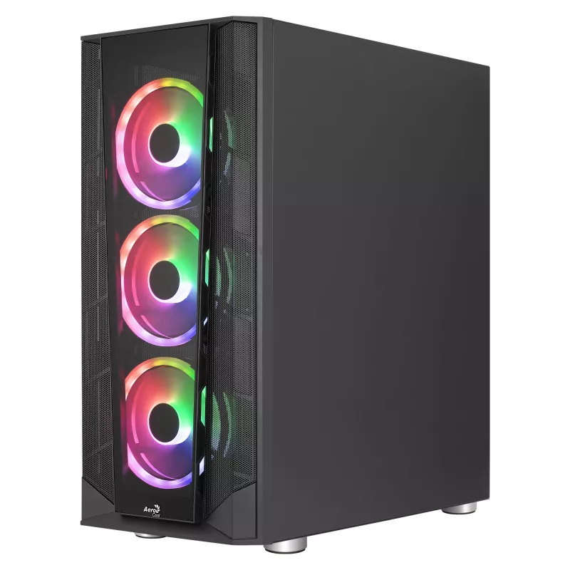 Caja PC Aerocool PRISMBKV3 ATX negra 4 ventiladores ARGB frontal lateral de cristal templado