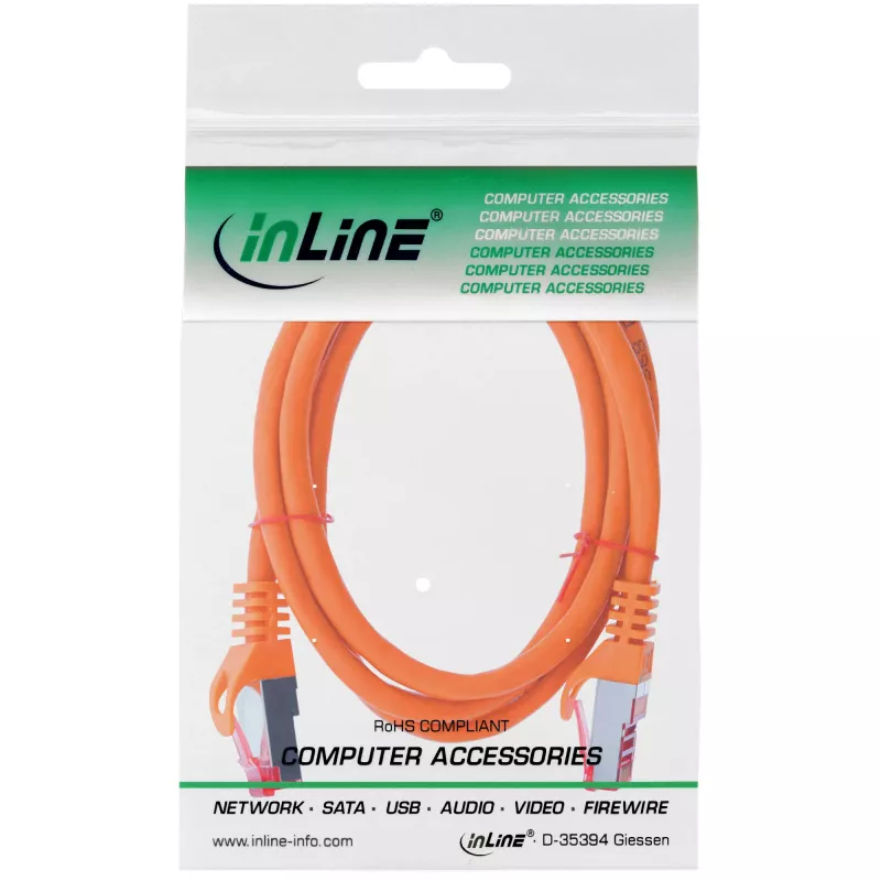 Latiguillo InLine S/FTP PiMF Cat.6 250MHz PVC cobre naranja 2m