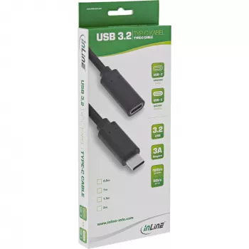 Cable alargador USB 3.2 Gen.1x2 InLine 35772 2m USB-C conector macho/hembra negro
