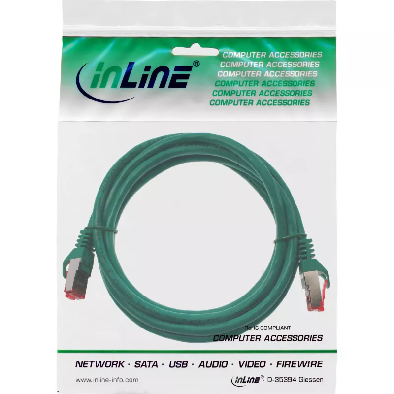 Cable InLine Patch S/FTP PiMF Cat.6 250MHz PVC cobre Verde 0.5m