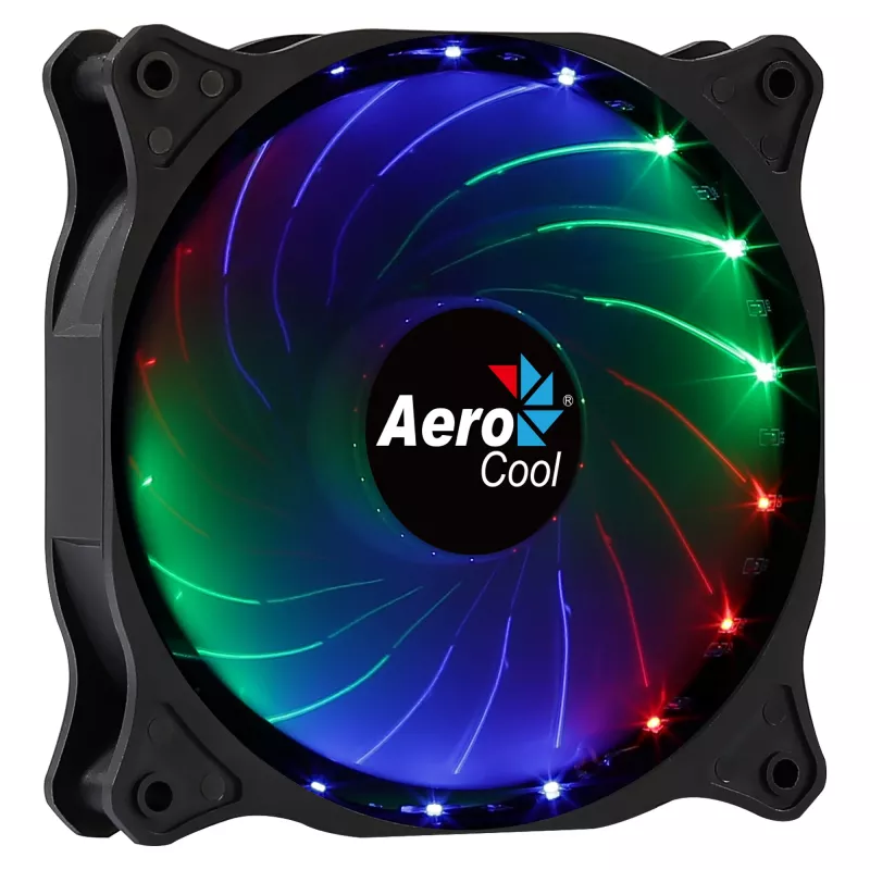 Ventilador de caja AEROCOOL COSMO12FRGB 120mm, 1000 rpm, 15 LED RGB, conector Molex, 3,72 W, negro