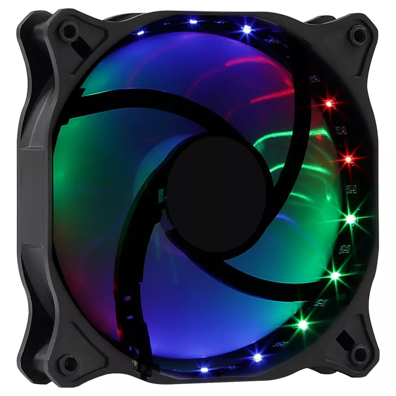 Ventilador de caja AEROCOOL COSMO12FRGB 120mm, 1000 rpm, 15 LED RGB, conector Molex, 3,72 W, negro