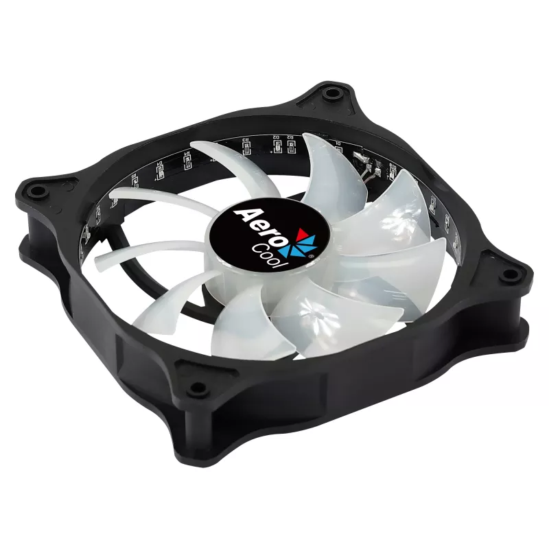 Ventilador de caja AEROCOOL COSMO12FRGB 120mm, 1000 rpm, 15 LED RGB, conector Molex, 3,72 W, negro