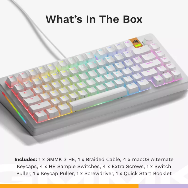 Teclado mecánico GLORIOUS GMMK 3 HE 75% con cable blanco US-Layout