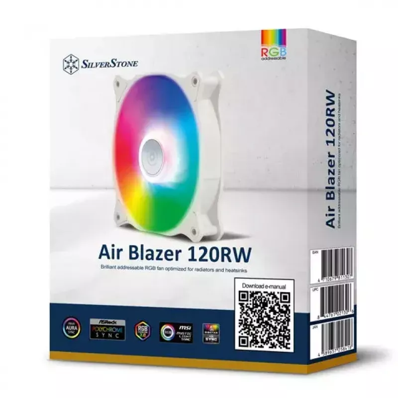 SilverStone Air Blazer 120RW SST-AB120RW-ARGB ventilador ARGB de 120 mm, blanco