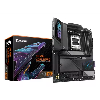 Placa base GIGABYTE X870E AORUS PRO - Compatible con CPUs AMD Ryzen 9000, VRM digital 16+2+2 fases, hasta 8000MHz DDR5 (OC), 3xPCIe 5.0 + 1xPCIe 4.0, Wi-Fi 7, 2.5GbE LAN, USB 4