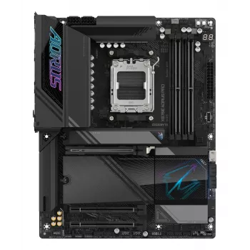 Placa base GIGABYTE X870E AORUS PRO - Compatible con CPUs AMD Ryzen 9000, VRM digital 16+2+2 fases, hasta 8000MHz DDR5 (OC), 3xPCIe 5.0 + 1xPCIe 4.0, Wi-Fi 7, 2.5GbE LAN, USB 4