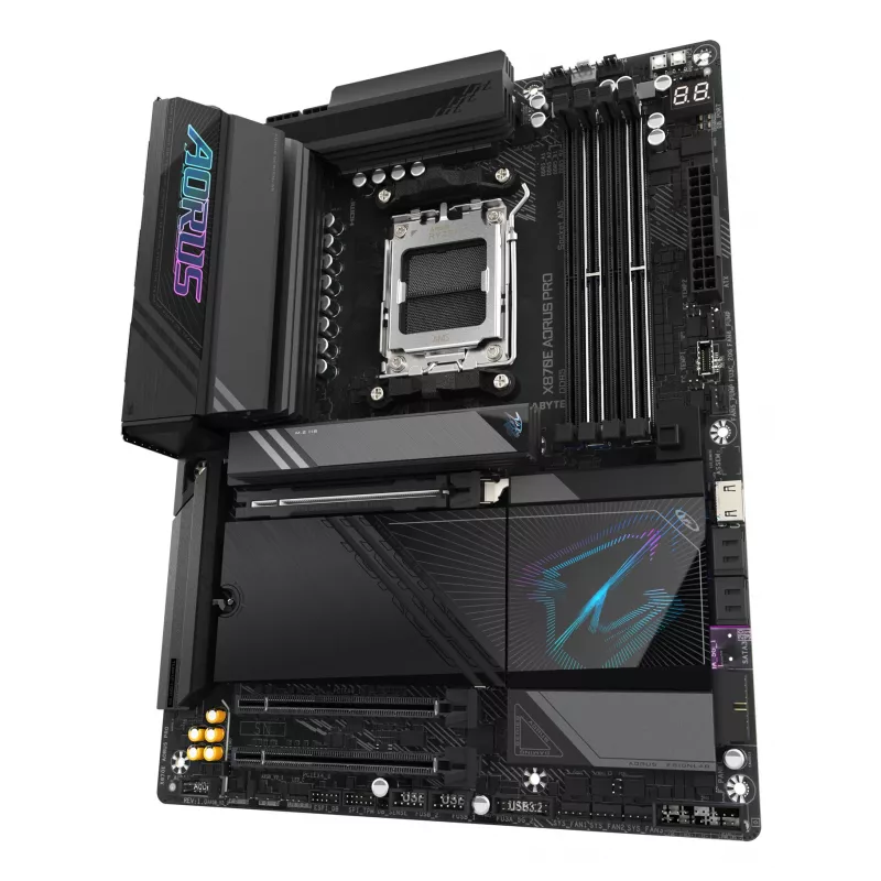 Placa base GIGABYTE X870E AORUS PRO - Compatible con CPUs AMD Ryzen 9000, VRM digital 16+2+2 fases, hasta 8000MHz DDR5 (OC), 3xPCIe 5.0 + 1xPCIe 4.0, Wi-Fi 7, 2.5GbE LAN, USB 4