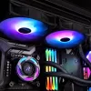 RAIJINTEK EOS 12 RBW ADD ventiladores de 120 mm (2 uds.) con controlador, hub de 8 puertos y mando a distancia, negro/blanco