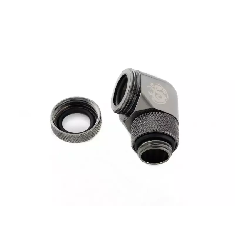 Bitspower Multi-Link adaptador 90°, G1/4 macho a tubo rígido de 12 mm OD, giratorio, gris (BP-BSE90RML)