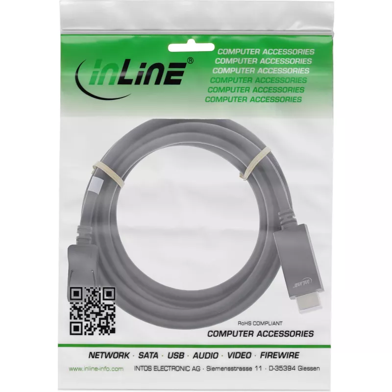 InLine Cable convertidor DisplayPort a HDMI, 4K/60Hz, negro, 5 m