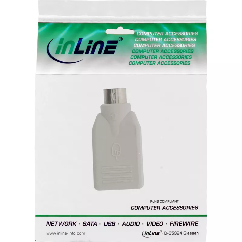 InLine Adaptador USB A hembra / PS/2 macho, PS/2 macho, USB A, Beige