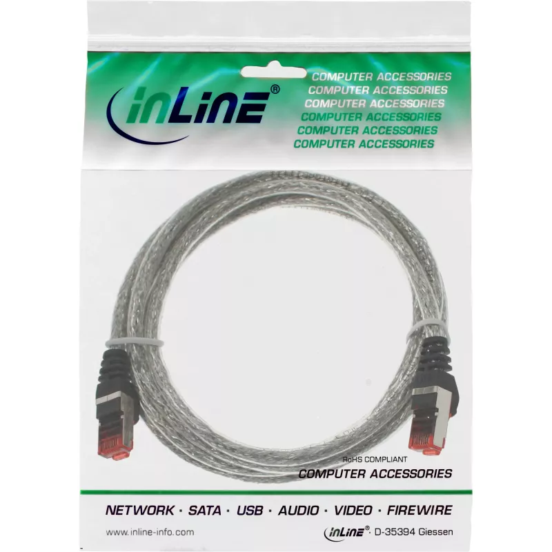 Cable de red S/FTP PiMF Cat.6 250MHz PVC cobre transparente 1m InLine