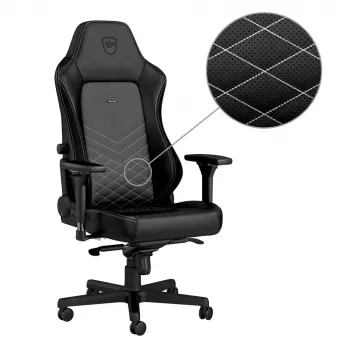 Silla gaming noblechairs Hero PU Leather — asiento acolchado, respaldo acolchado, altura máxima 137 cm, ancho del respaldo 57 cm