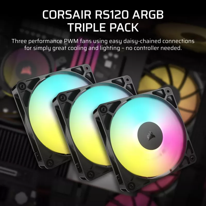 Ventilador CORSAIR ArGB – serie RS ARGB 120 120 mm pack de tres