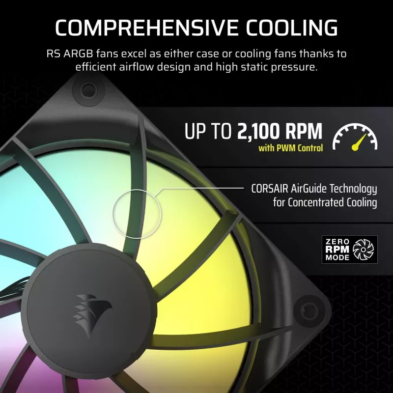 Ventilador CORSAIR ArGB – serie RS ARGB 120 120 mm pack de tres