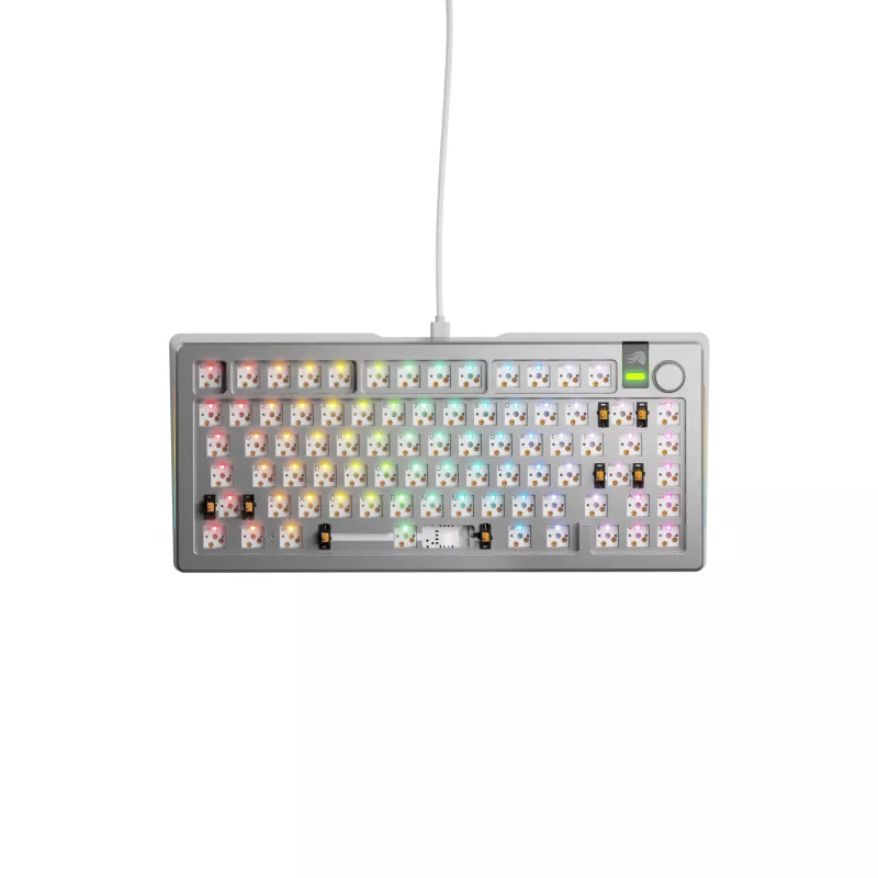 Glorious Gaming GMMK 3 PRO 75% Barebones Wired Silver - US, 75%, Cableado, USB, RGB LED, Plata