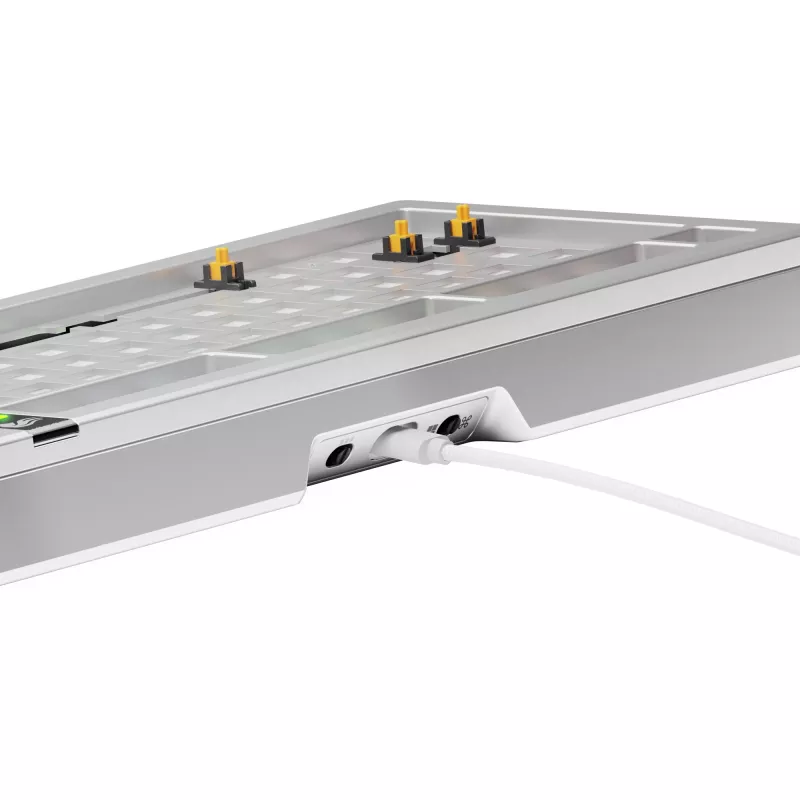 Glorious Gaming GMMK 3 PRO 75% Barebones Wired Silver - US, 75%, Cableado, USB, RGB LED, Plata