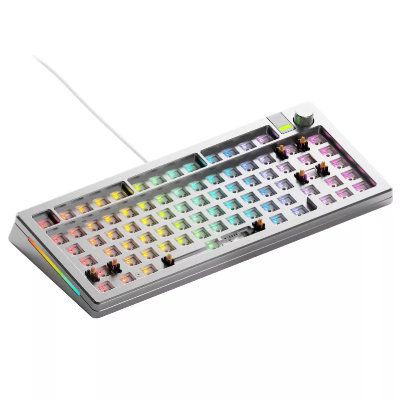 Glorious Gaming GMMK 3 PRO 75% Barebones Wired Silver - US, 75%, Cableado, USB, RGB LED, Plata