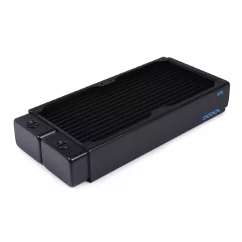 Alphacool 14439 Radiador de latón, cobre y acero, negro, 124 mm de ancho
