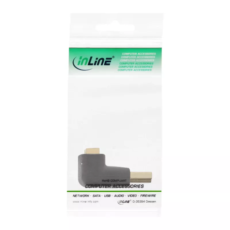 InLine Adaptador HDMI, macho/hembra, acodado hacia arriba, contactos dorados, 4K2K