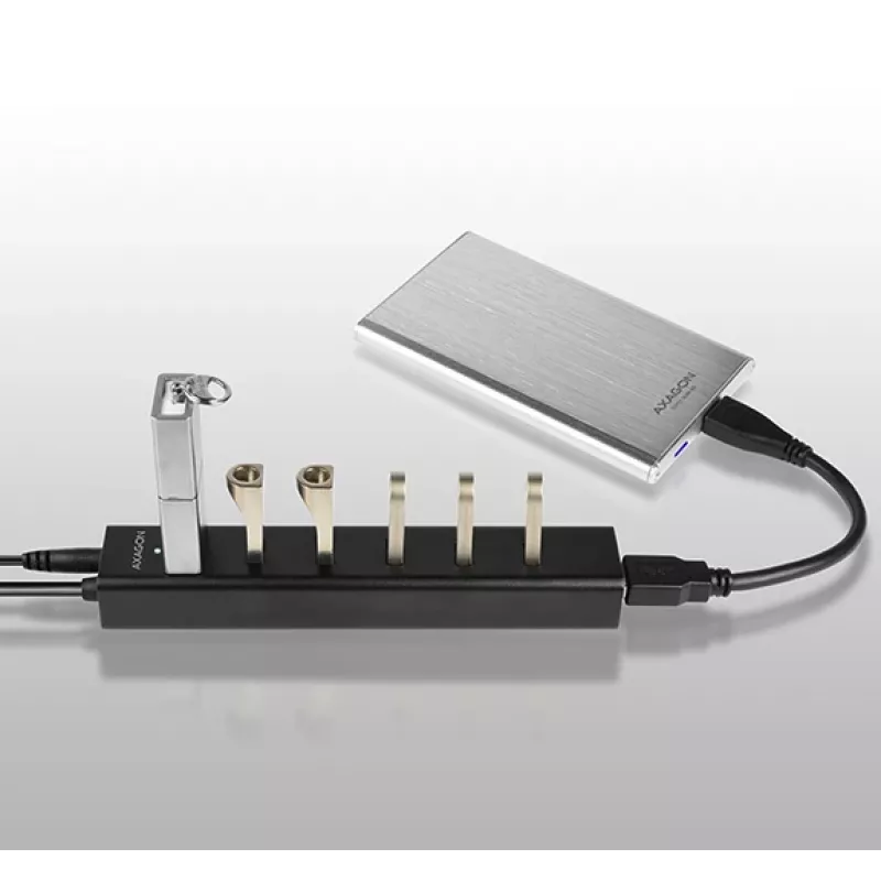 Axagon HUE-SA7BP 7x USB 3.0 HUB DE CARGA ALU negro incl. fuente de alimentación