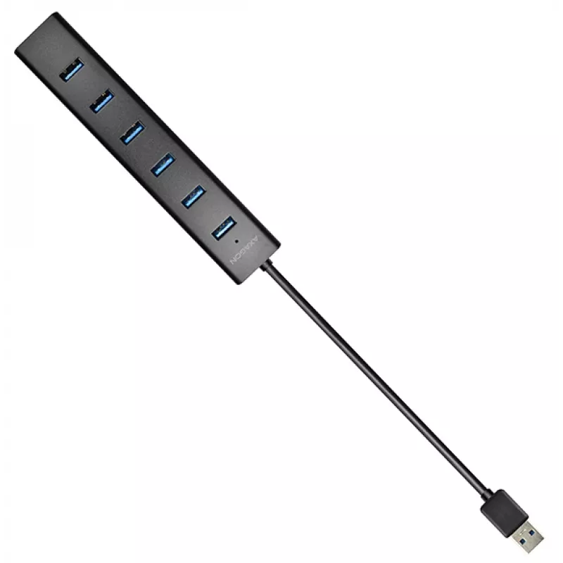 Axagon HUE-SA7BP 7x USB 3.0 HUB DE CARGA ALU negro incl. fuente de alimentación