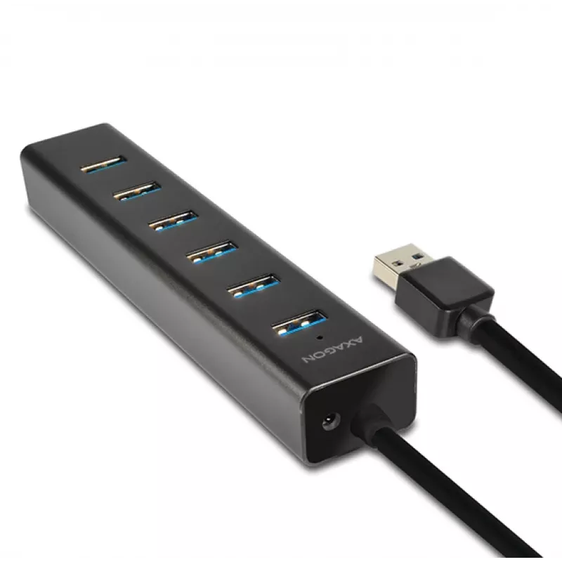 Axagon HUE-SA7BP 7x USB 3.0 HUB DE CARGA ALU negro incl. fuente de alimentación