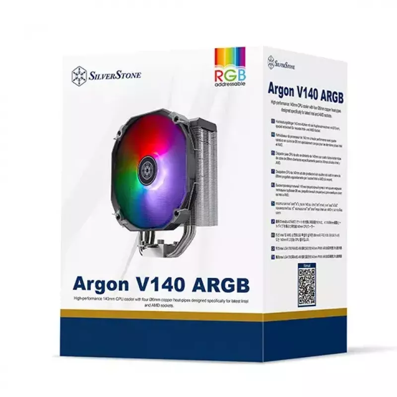 SilverStone Argon SST-ARV140-ARGB disipador de aire para CPU, 14 cm, ARGB, negro/gris