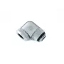 Conector para refrigeración líquida BitsPower BP-E90RML — rótula giratoria de 90° de latón, rosca de 1/4 de pulgada, plata