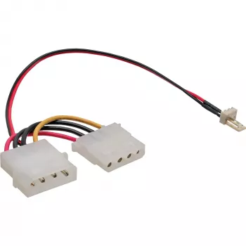 Cable adaptador para ventilador InLine 3 polos ventilador / 4 polos fuente de alimentación 0,15 m, 3 polos, 2 x Molex (4 polos), 0,15 m, multicolor, 11 g, 100 mm