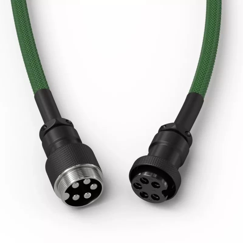 Cable espiral Glorious Gaming Glorious GMMK Forest Rain, verde, 1,4 m, 1 ud., Glorious Gaming, USB Type-A, USB Type-C, Aviator