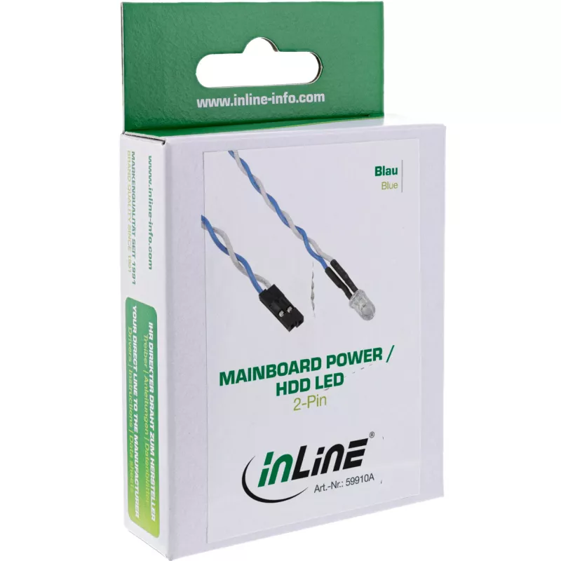 LED de alimentación de placa base / HDD InLine, azul, 5 mm, 0,8 m