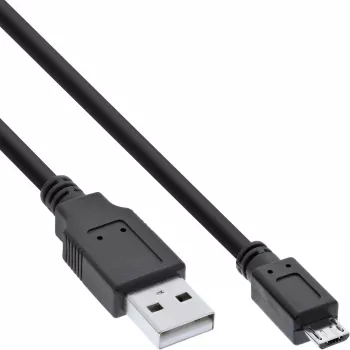 Cable Micro-USB 2.0 InLine conector USB Type-A macho / conector Micro-B macho, negro, 1,5 m