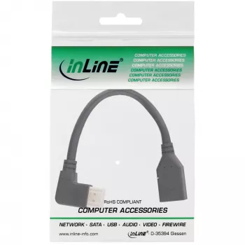 Cable adaptador DisplayPort 1.4 InLine macho/hembra, 8K4K, acodado a la izquierda, negro/dorado, 0,15m