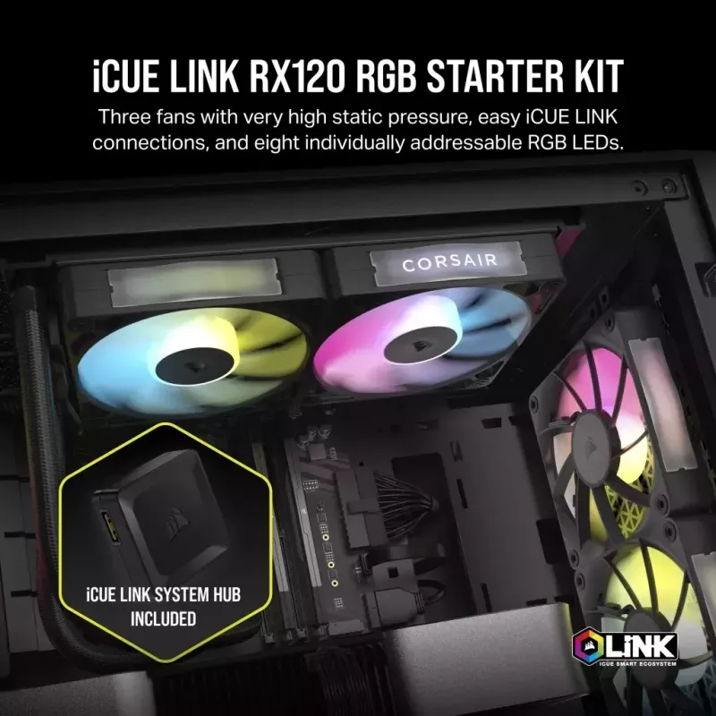 Ventilador Corsair iCUE LINK RX120 RGB 12 cm 400-2100 rpm rodamiento magnético