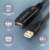Cable alargador/repetidor activo Axagon ADR-215 USB 2.0 A macho -> A hembra 15 m